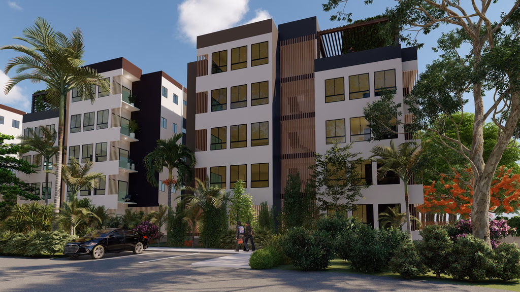 Residencial Costa Mar - Modern apartment buildings with tropical landscaping
